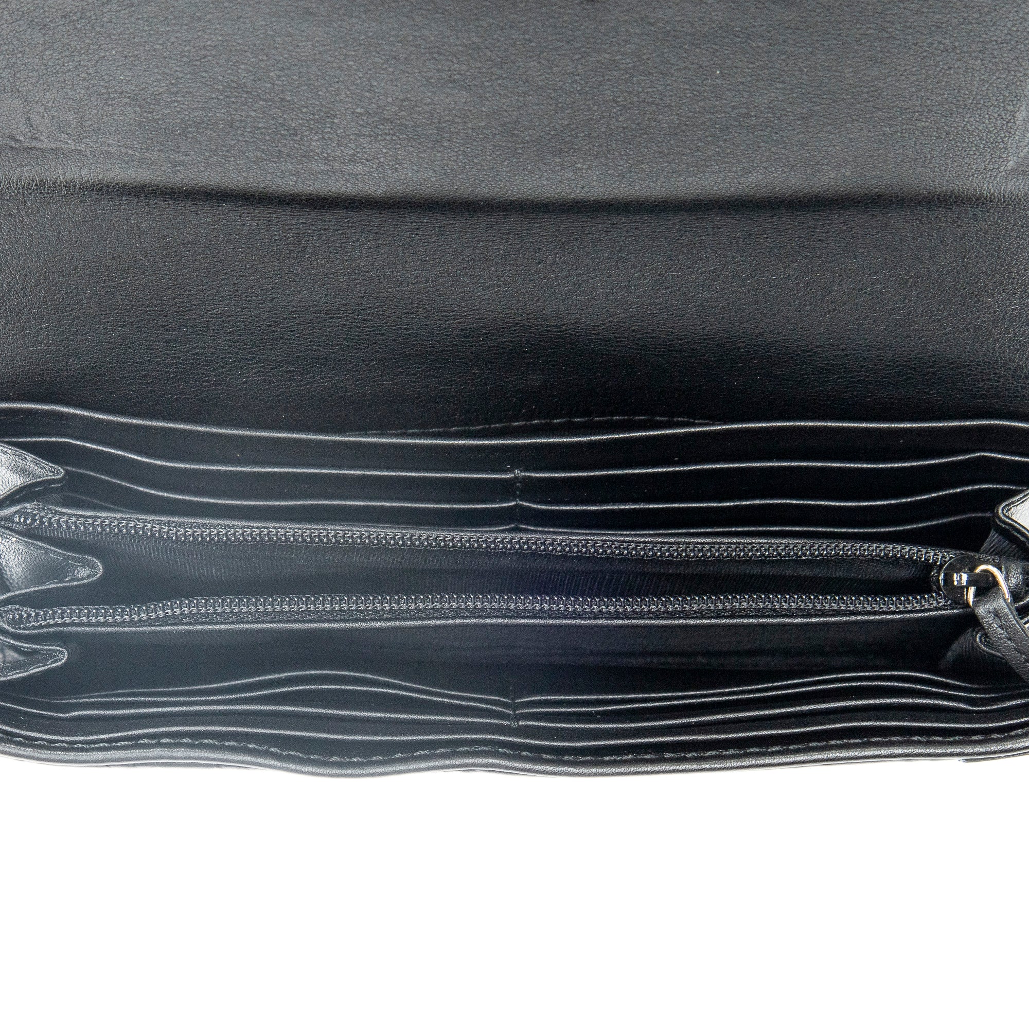Cartera Continental con Solapa Piel Microguccissima Negra