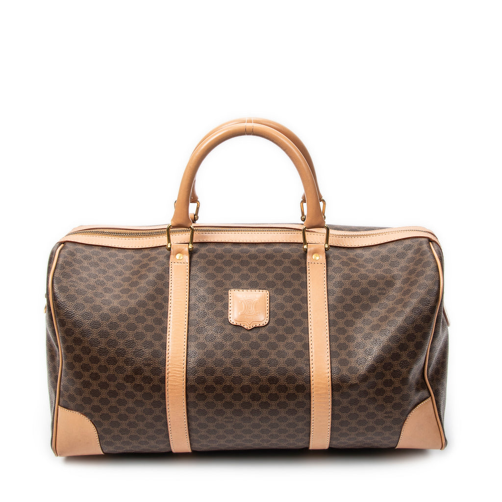 Travel Bag Vintage Medium Travel Boston Brown Macadam Coated Canvas