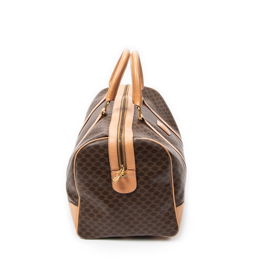Travel Bag Vintage Medium Travel Boston Brown Macadam Coated Canvas
