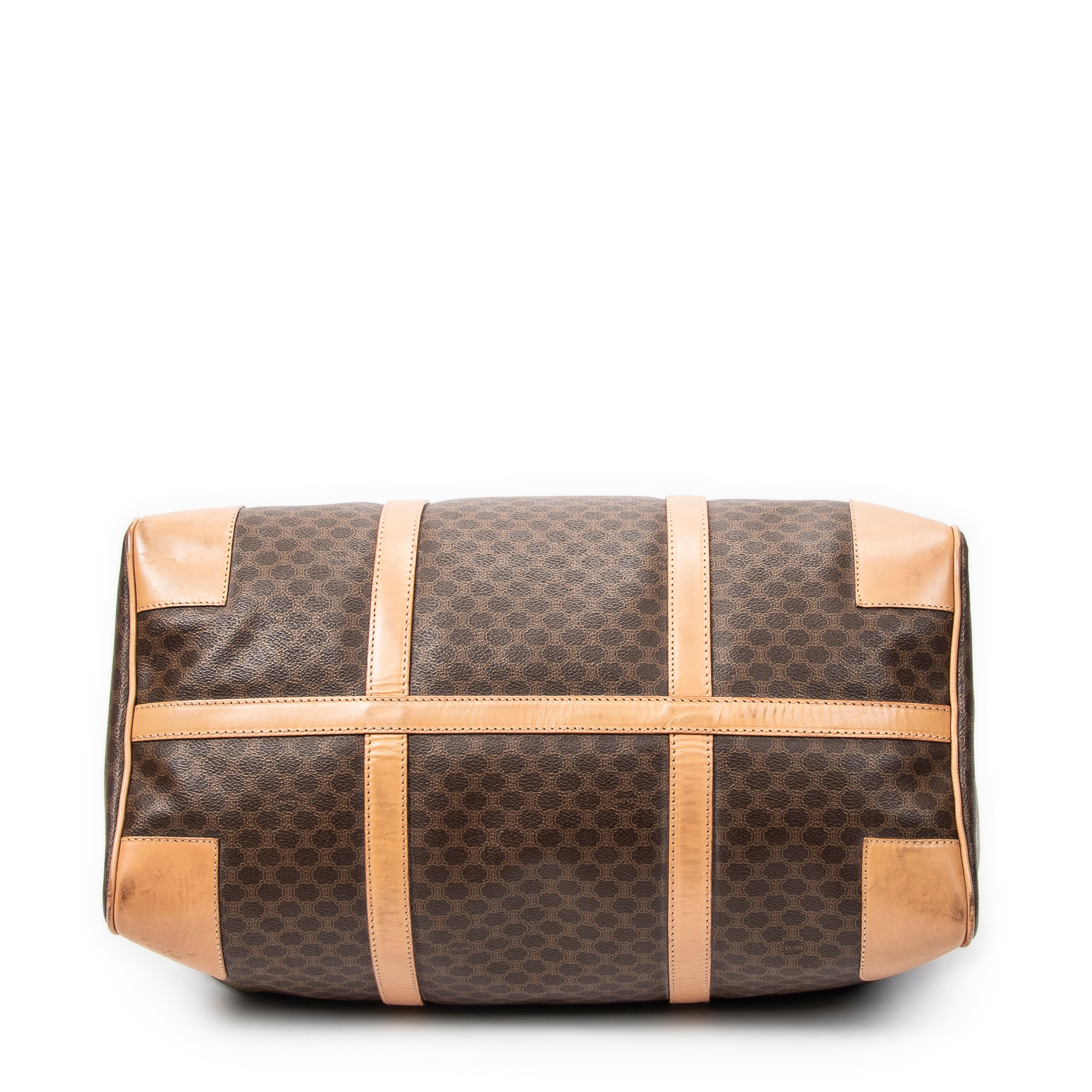 Travel Bag Vintage Medium Travel Boston Brown Macadam Coated Canvas