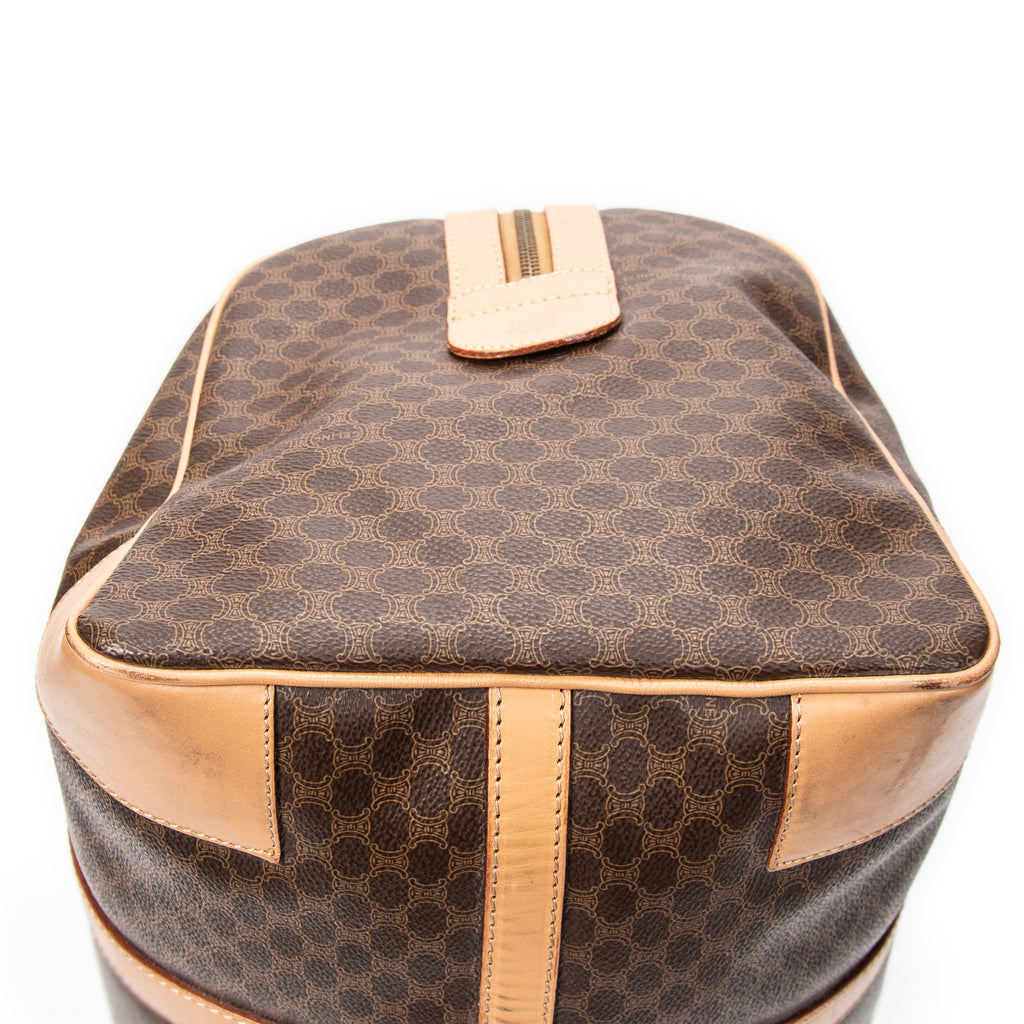 Travel Bag Vintage Medium Travel Boston Brown Macadam Coated Canvas