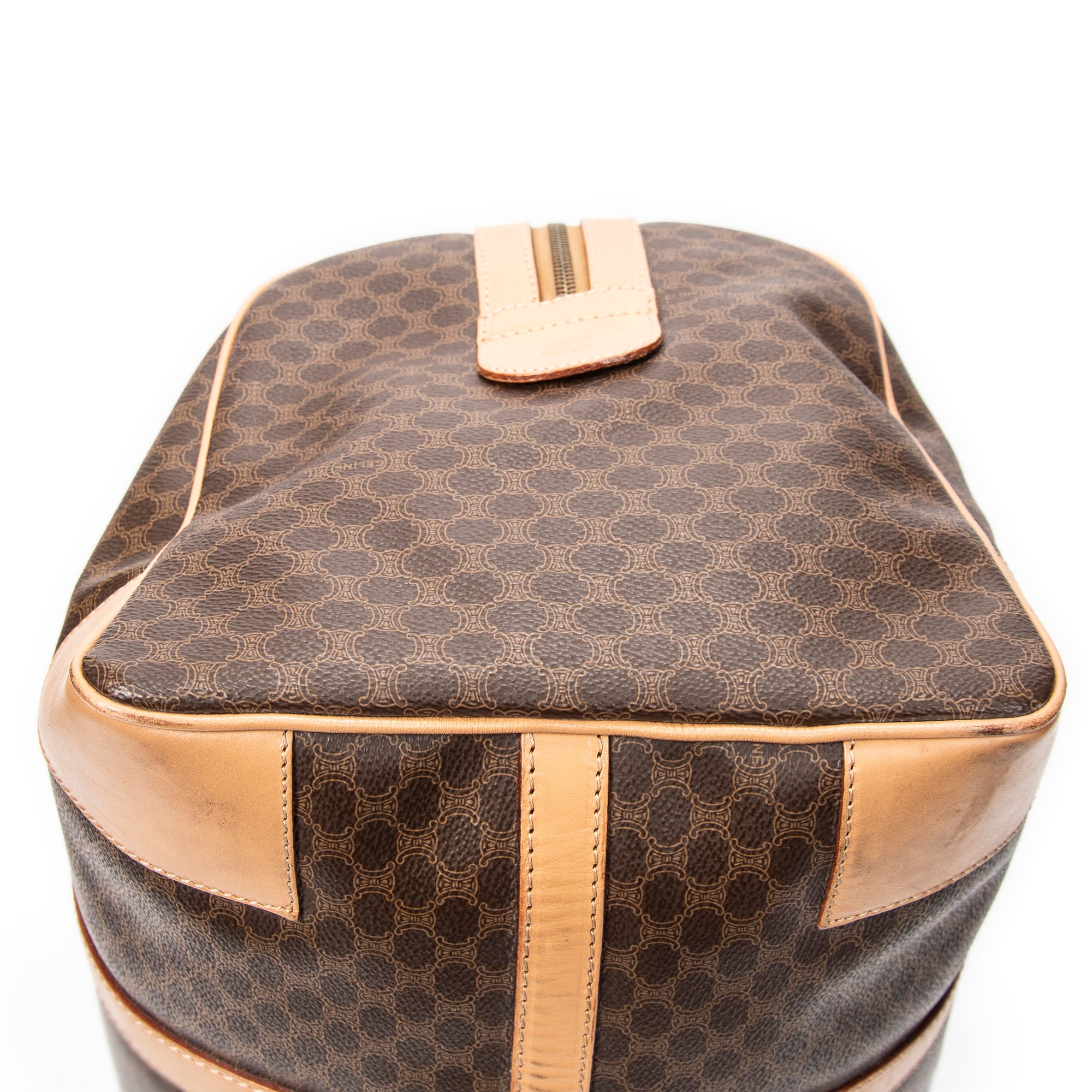 Travel Bag Vintage Medium Travel Boston Brown Macadam Coated Canvas