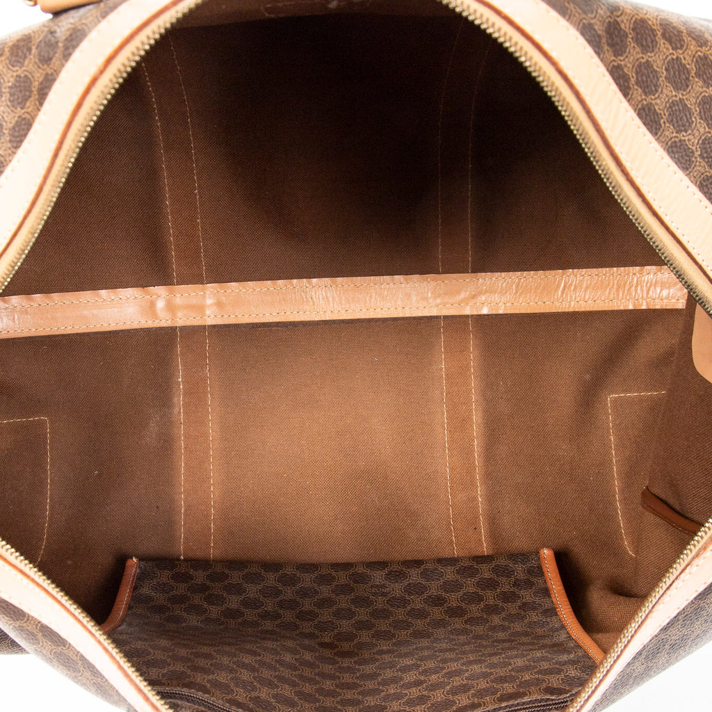 Travel Bag Vintage Medium Travel Boston Brown Macadam Coated Canvas