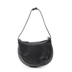 Shoulder Bag Vintage Round Hobo Black Grained Calfskin Leather