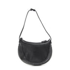 Shoulder Bag Vintage Round Hobo Black Grained Calfskin Leather