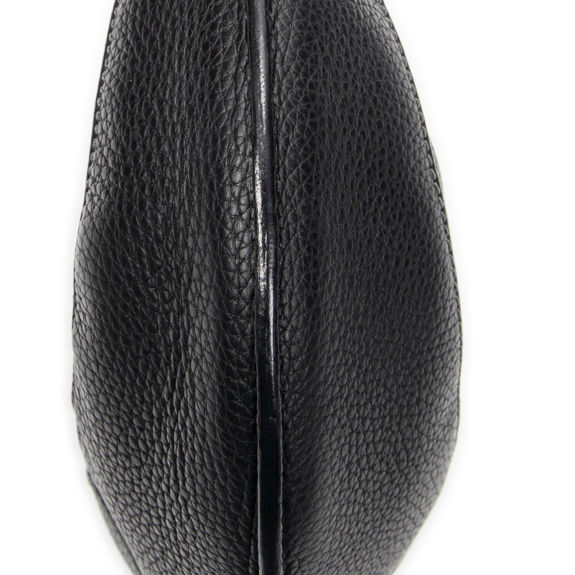 Shoulder Bag Vintage Round Hobo Black Grained Calfskin Leather