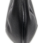 Shoulder Bag Vintage Round Hobo Black Grained Calfskin Leather