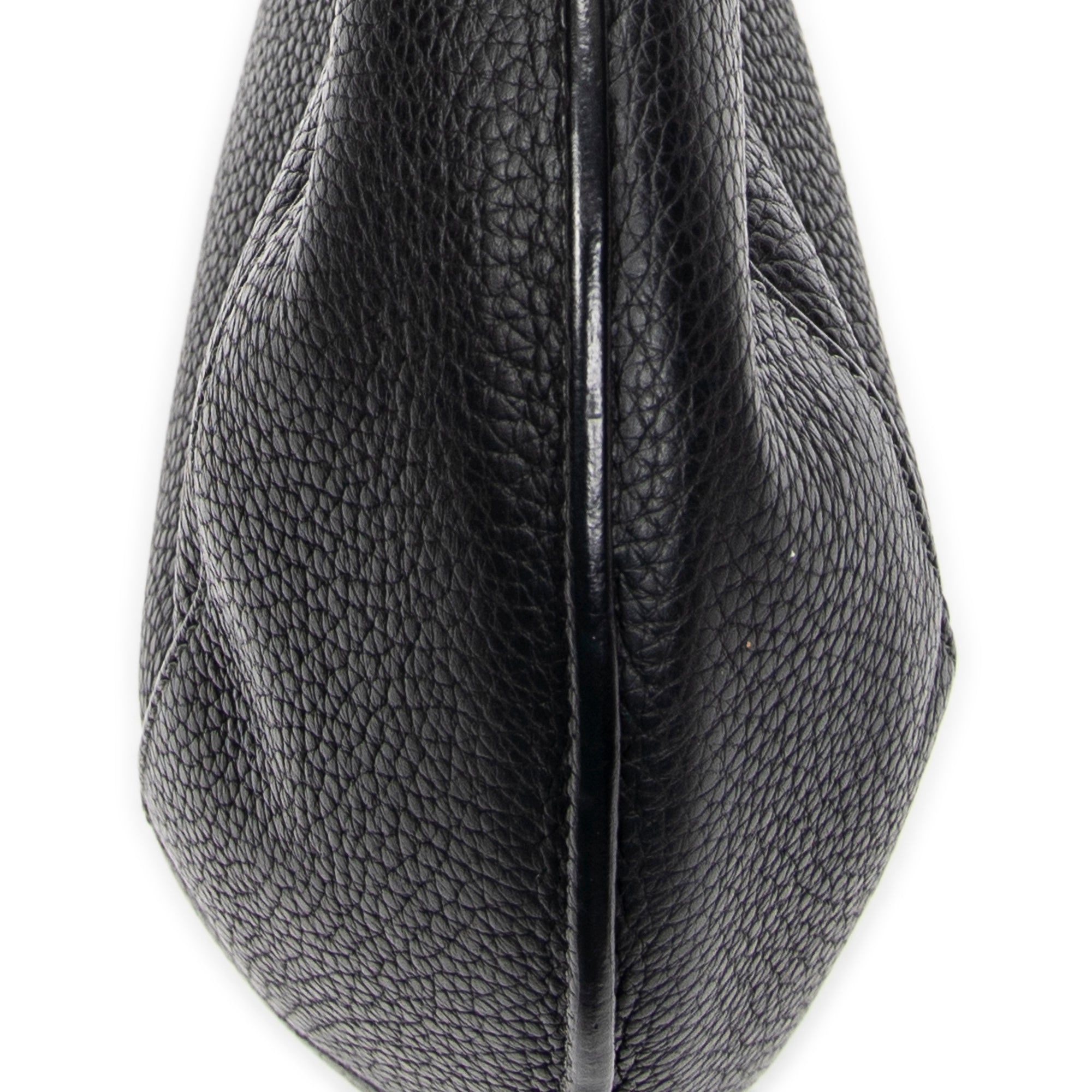Shoulder Bag Vintage Round Hobo Black Grained Calfskin Leather