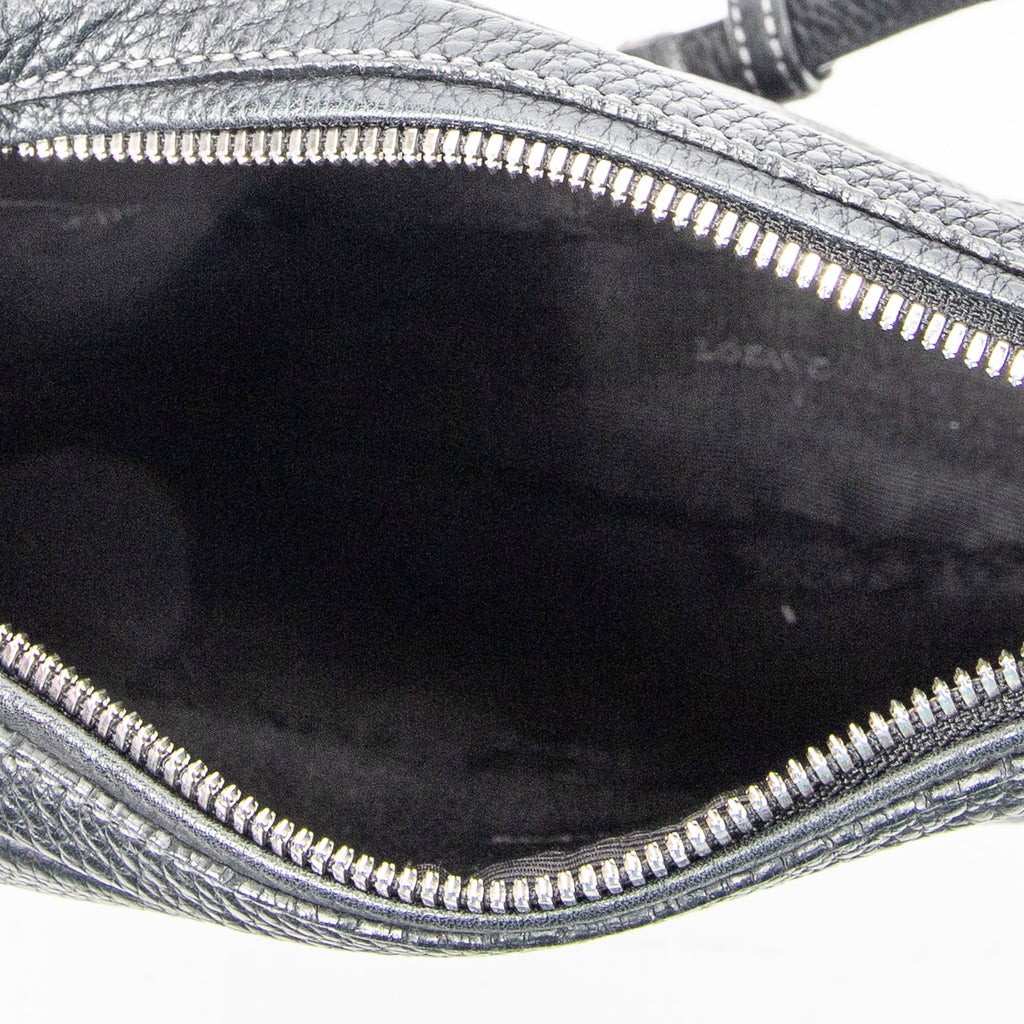 Shoulder Bag Vintage Round Hobo Black Grained Calfskin Leather