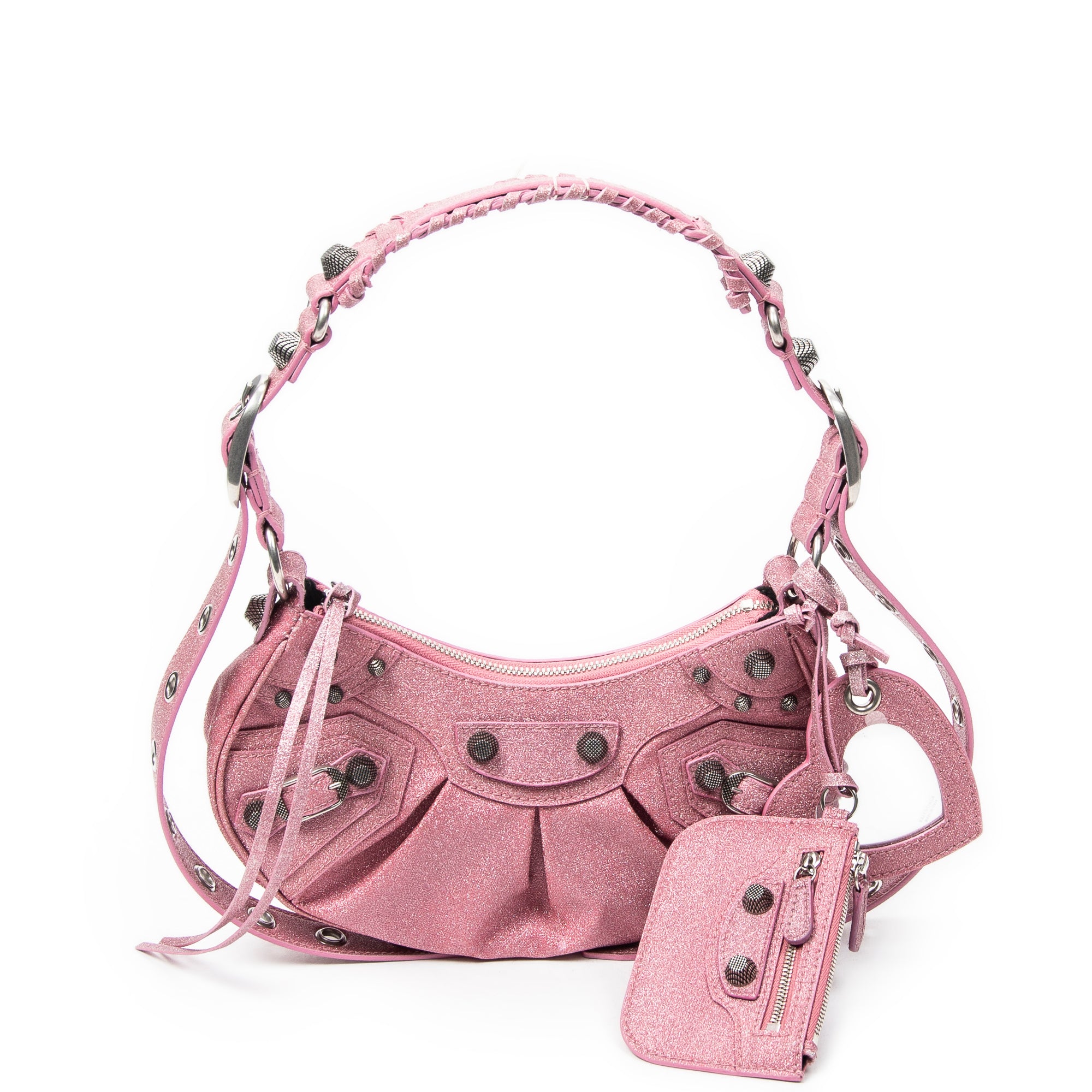 Shoulder Bag Le Cagole XS Pink Glitter Canvas