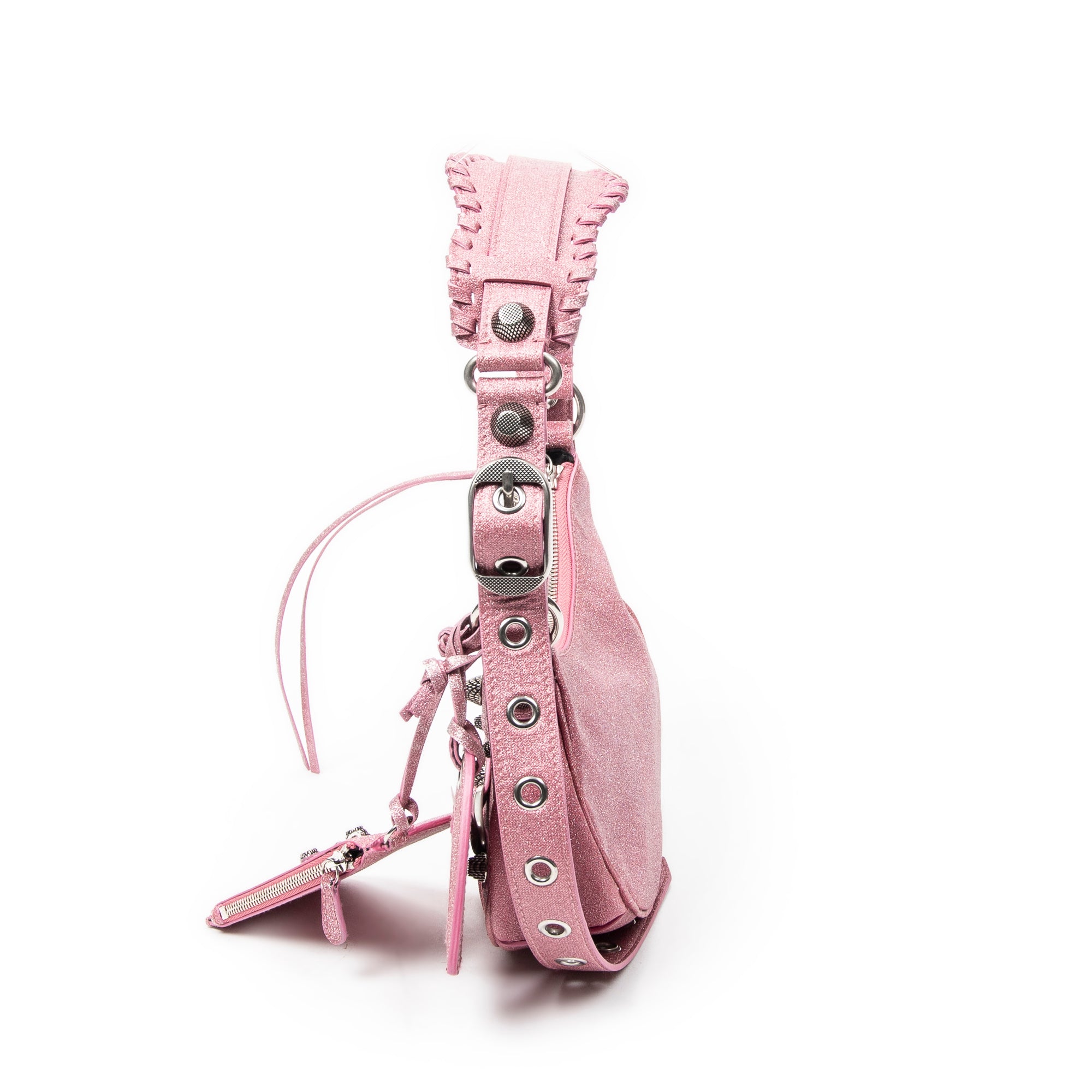 Shoulder Bag Le Cagole XS Pink Glitter Canvas