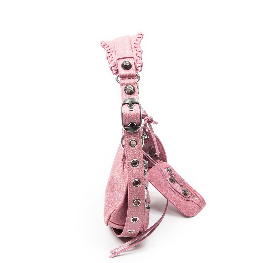 Shoulder Bag Le Cagole XS Pink Glitter Canvas