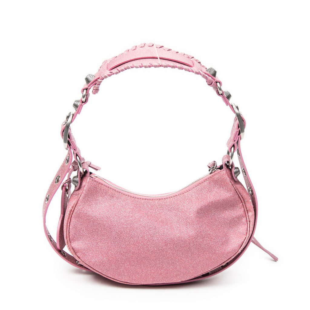 Shoulder Bag Le Cagole XS Pink Glitter Canvas