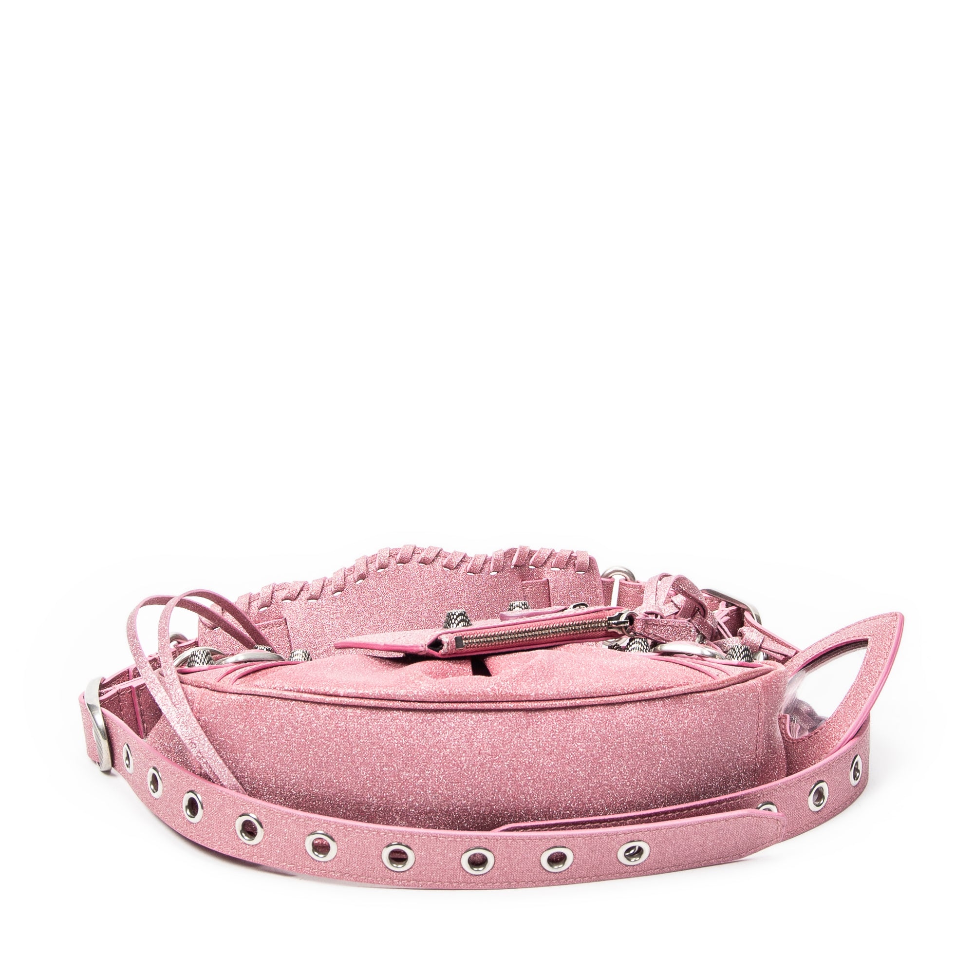 Shoulder Bag Le Cagole XS Pink Glitter Canvas