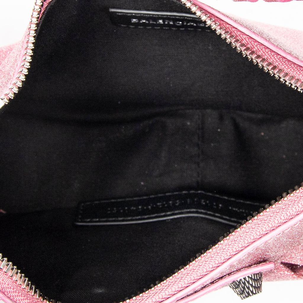 Shoulder Bag Le Cagole XS Pink Glitter Canvas