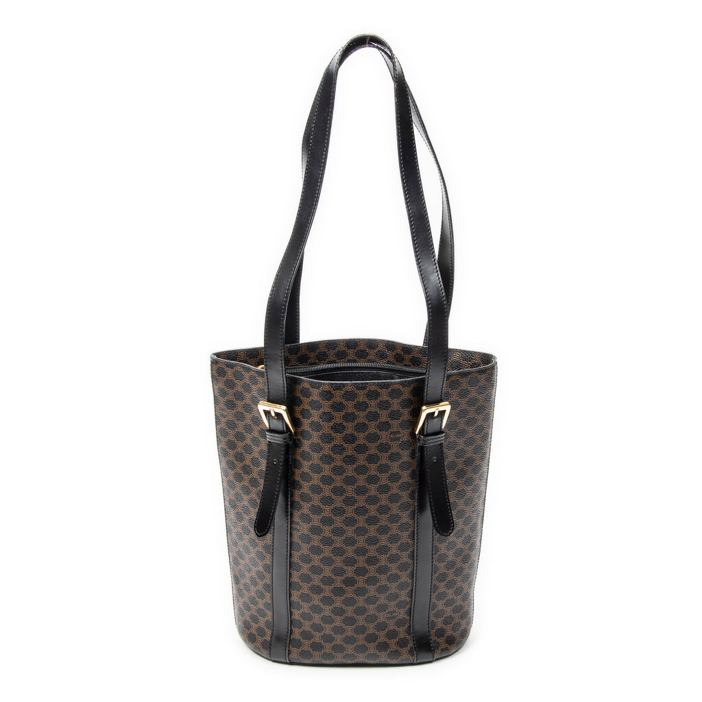 Shoulder Bag Vintage Vertical Shopping Tote Brown Macadam Coated Canvas