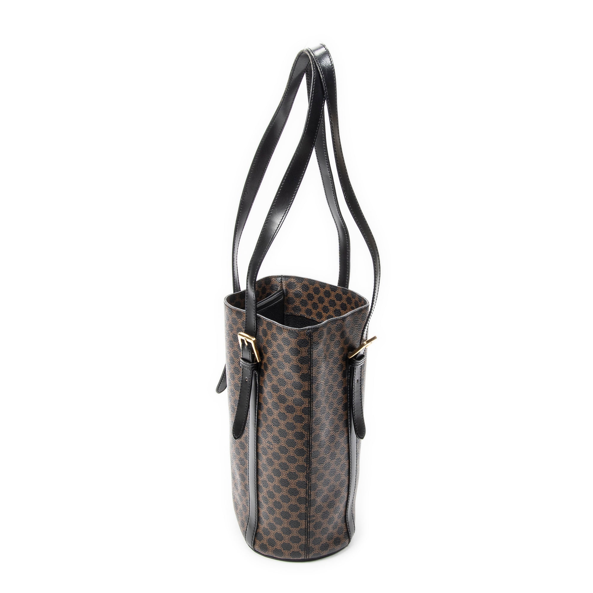 Shoulder Bag Vintage Vertical Shopping Tote Brown Macadam Coated Canvas