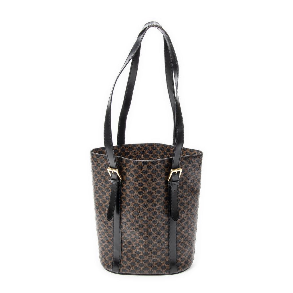 Shoulder Bag Vintage Vertical Shopping Tote Brown Macadam Coated Canvas