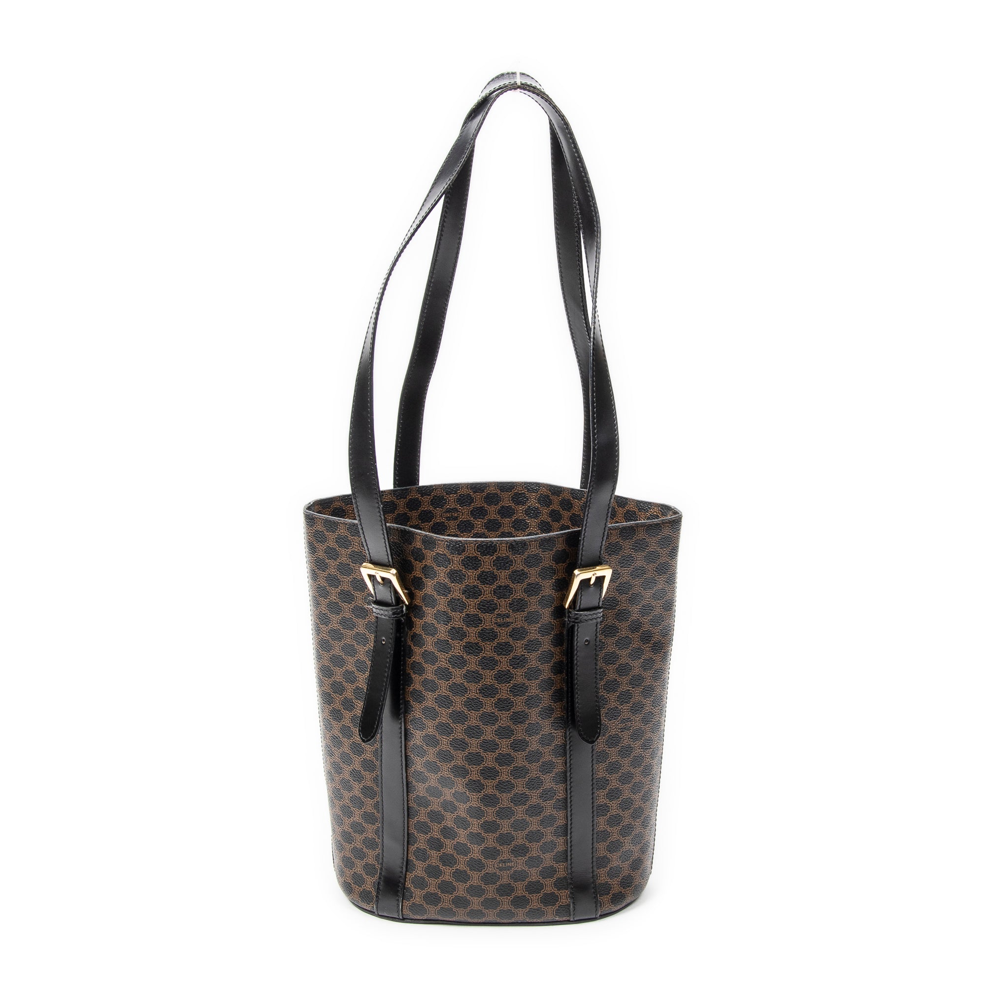 Shoulder Bag Vintage Vertical Shopping Tote Brown Macadam Coated Canvas