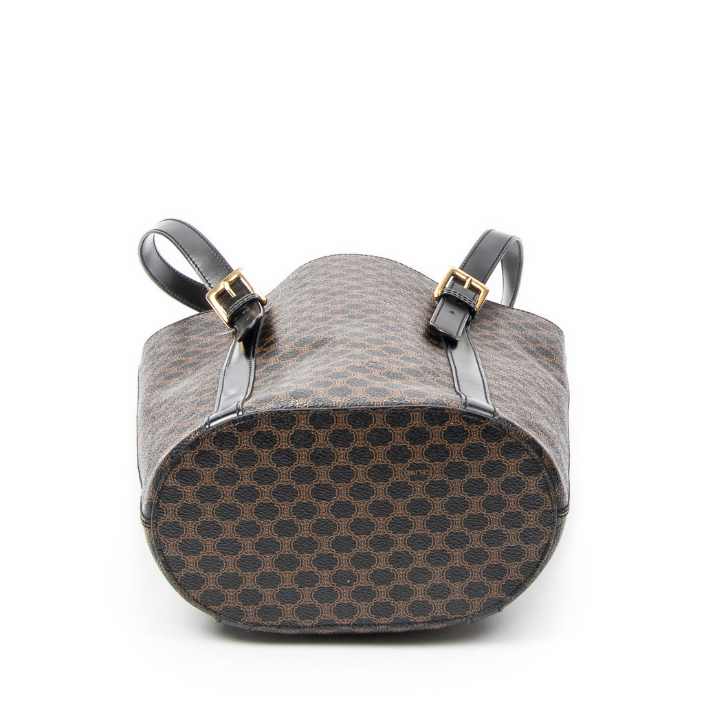 Shoulder Bag Vintage Vertical Shopping Tote Brown Macadam Coated Canvas