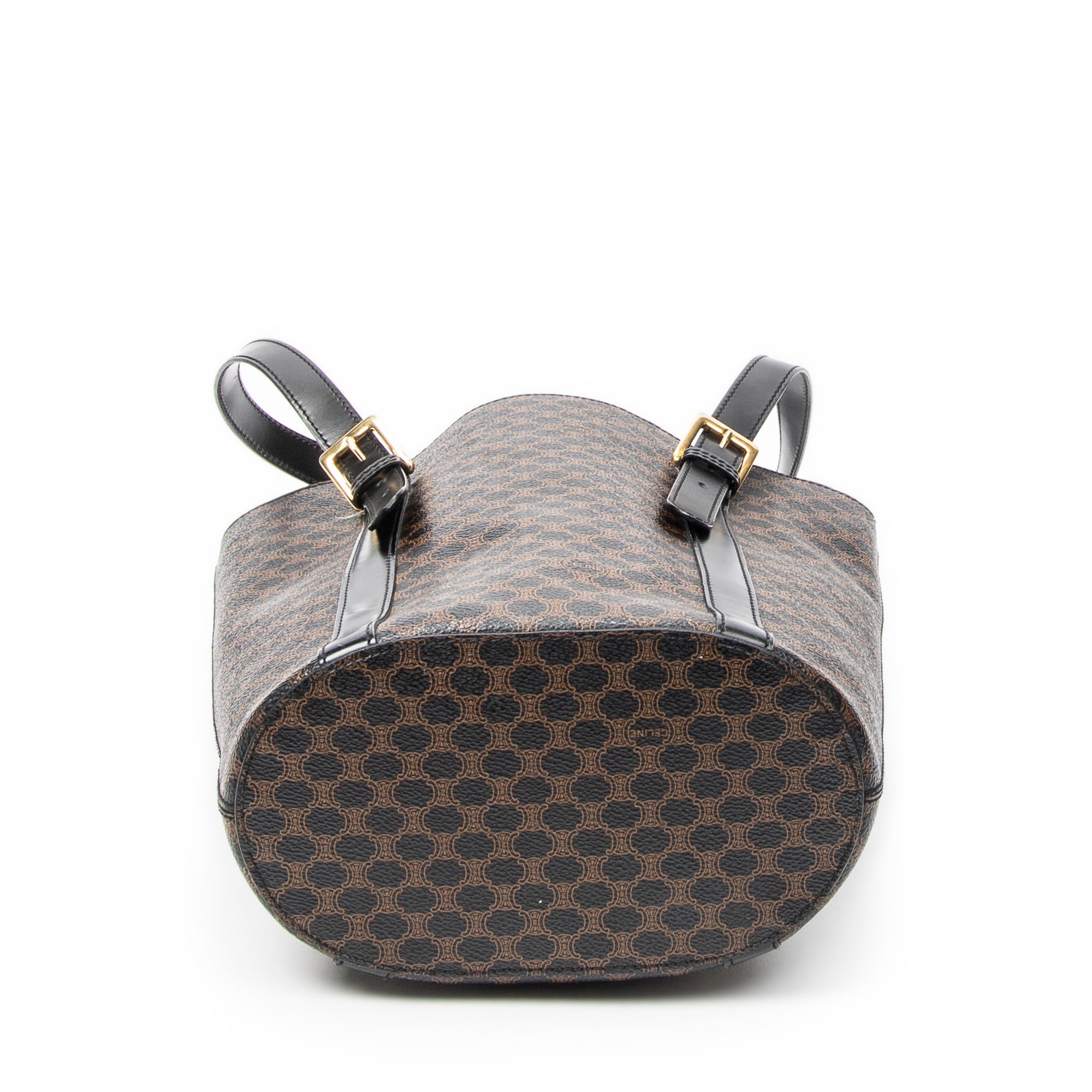 Shoulder Bag Vintage Vertical Shopping Tote Brown Macadam Coated Canvas
