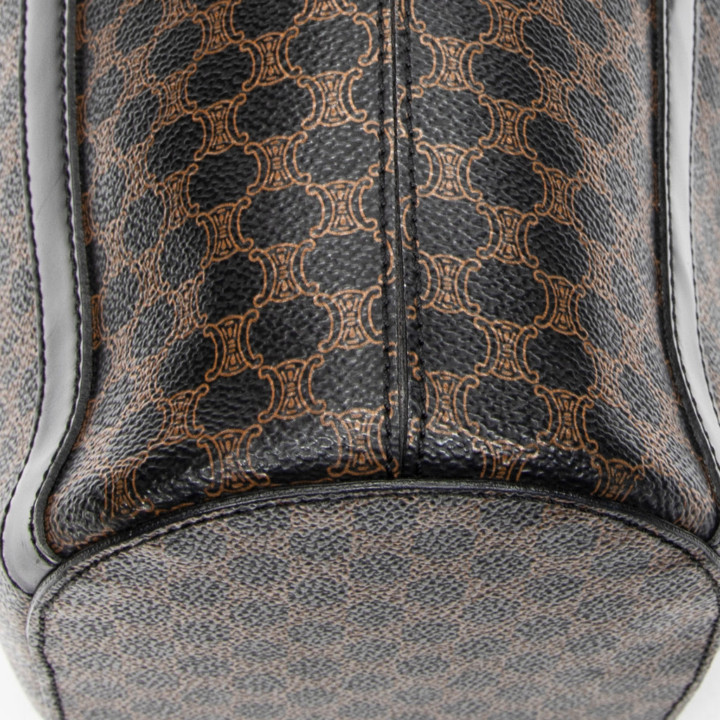Shoulder Bag Vintage Vertical Shopping Tote Brown Macadam Coated Canvas