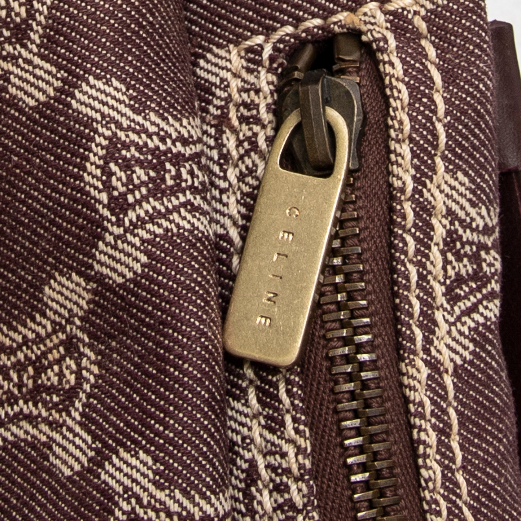 Waist Bag Double Pocket Belt Bag Burgundy Macadam Denim Canvas