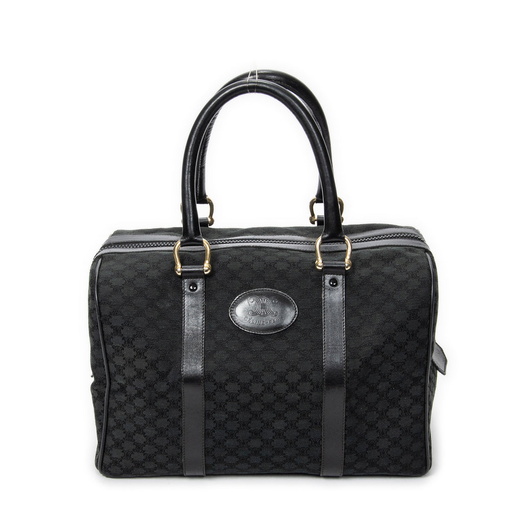 Handbag Vintage Boston Black Macadam Canvas
