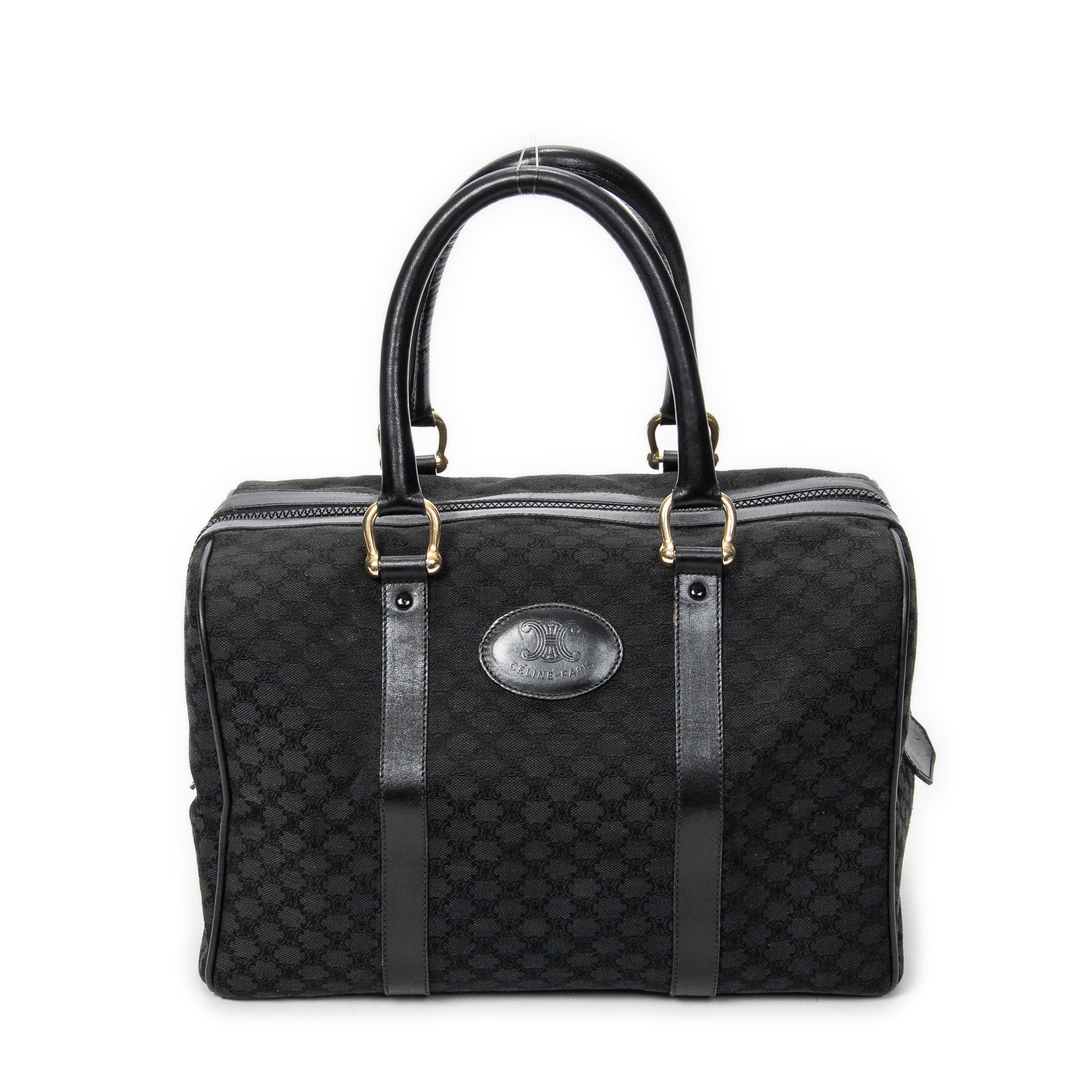 Handbag Vintage Boston Black Macadam Canvas