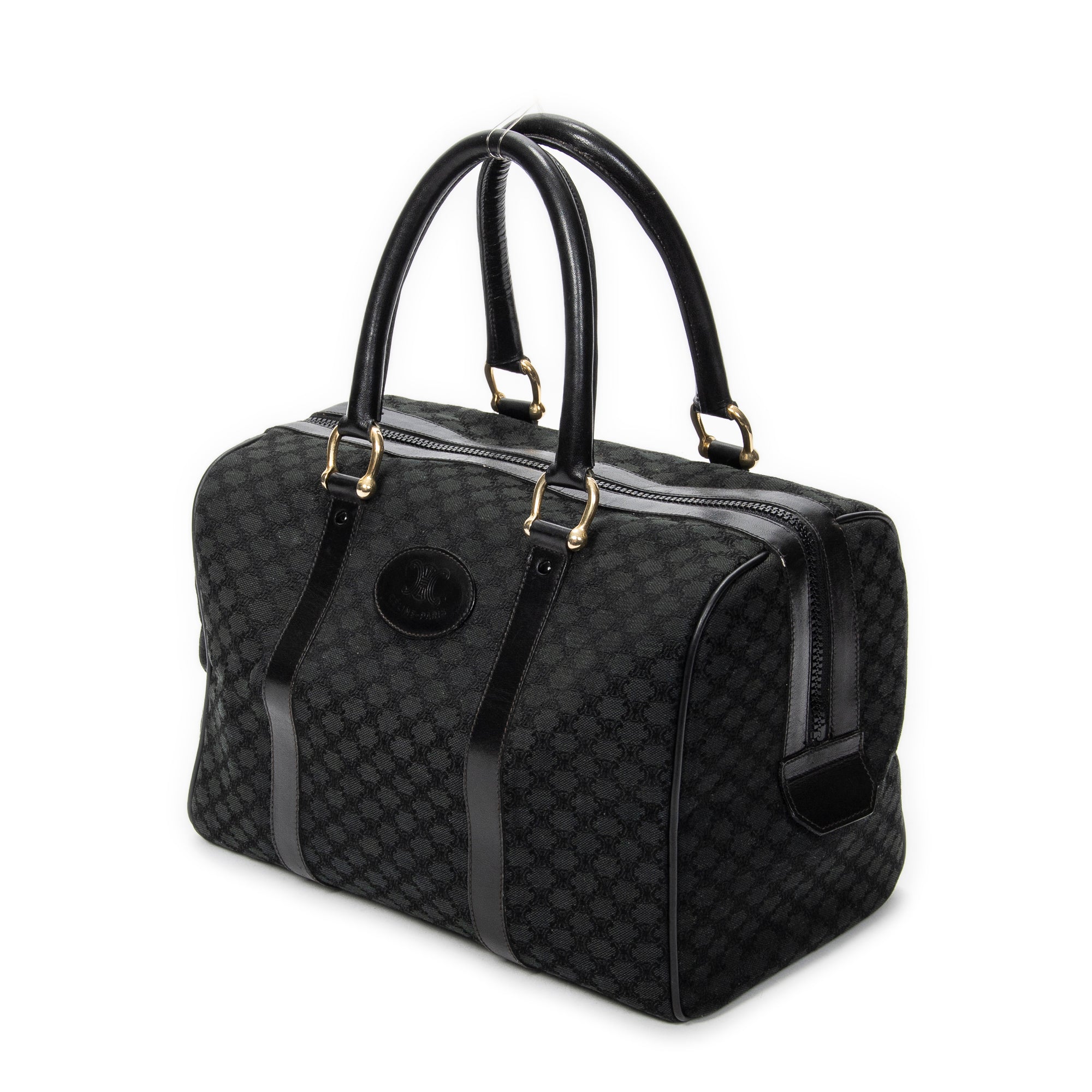 Handbag Vintage Boston Black Macadam Canvas