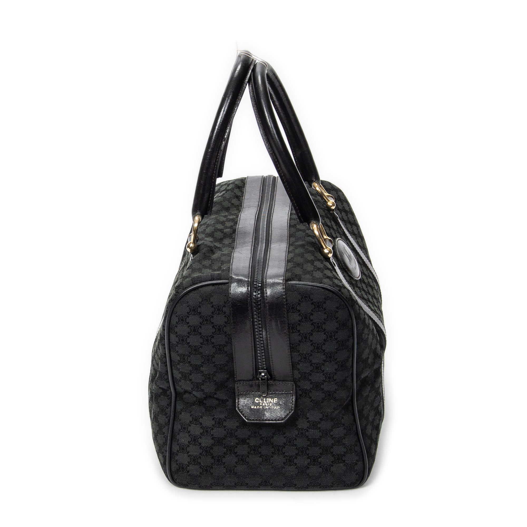 Handbag Vintage Boston Black Macadam Canvas