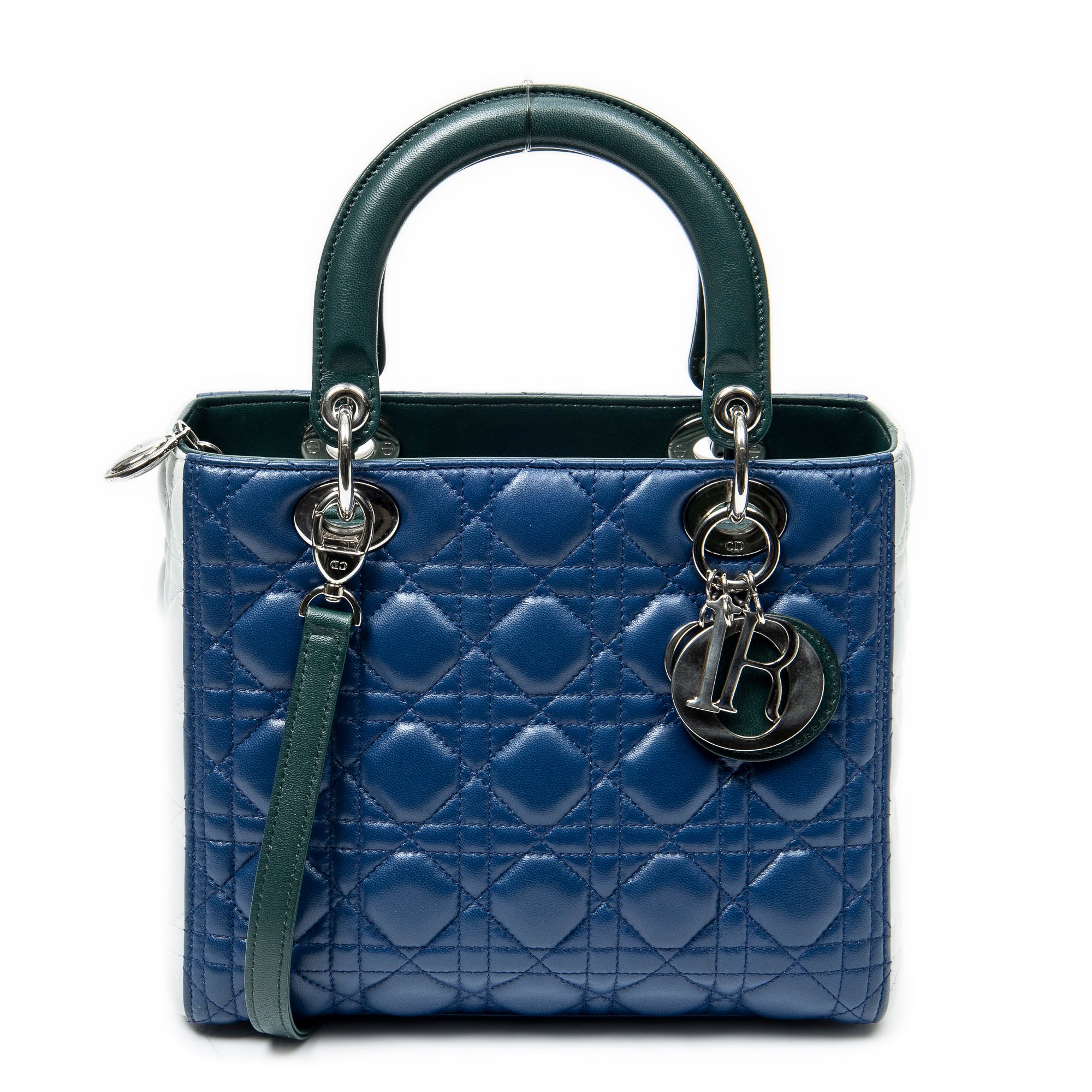 Shoulder Bag Medium Tricolor Lady Dior Zip Green Cannage Lambskin Leather