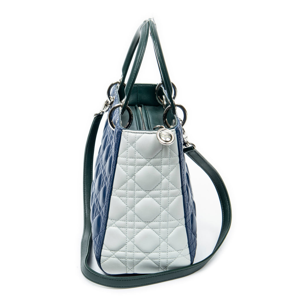 Shoulder Bag Medium Tricolor Lady Dior Zip Green Cannage Lambskin Leather