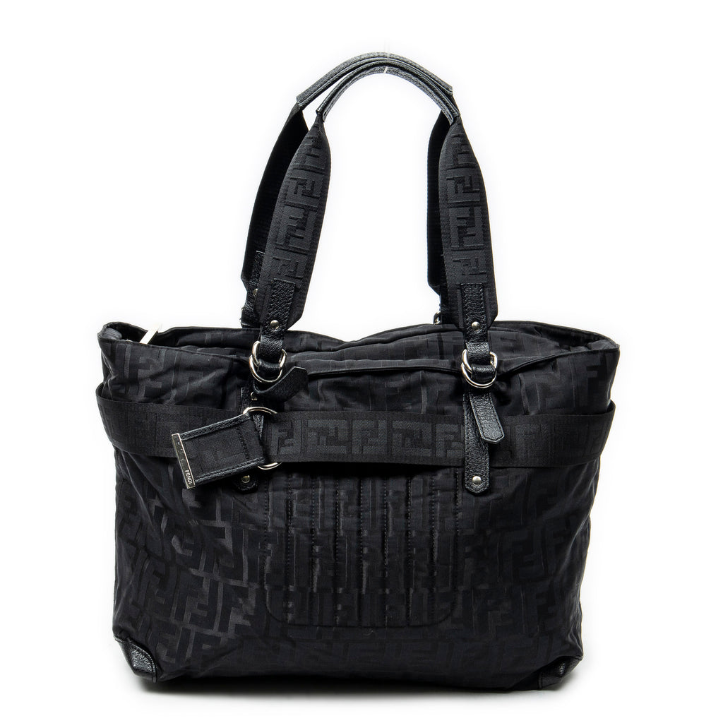 Shoulder Bag Medium Belt Tote Black Zucca Nylon Canvas