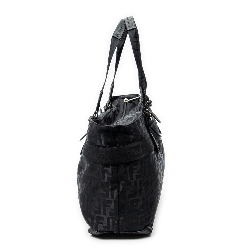 Shoulder Bag Medium Belt Tote Black Zucca Nylon Canvas