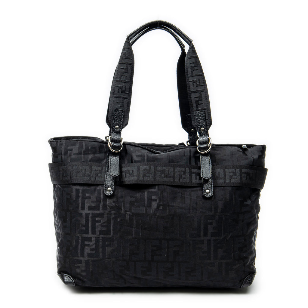 Shoulder Bag Medium Belt Tote Black Zucca Nylon Canvas