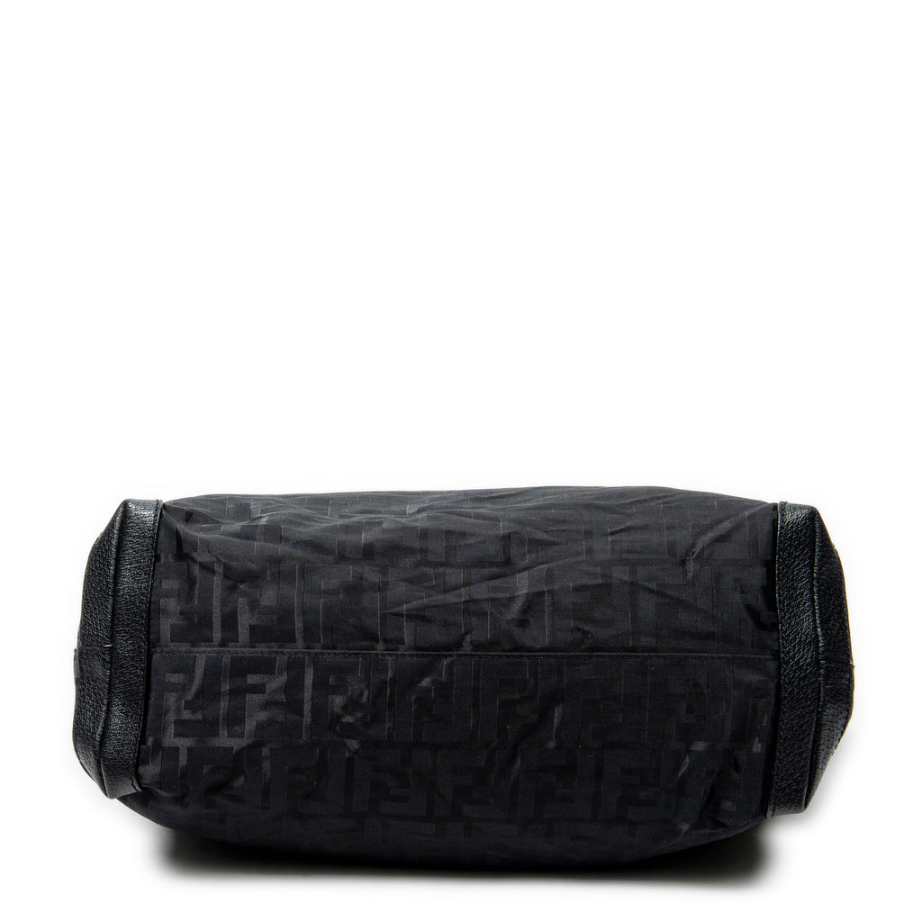 Shoulder Bag Medium Belt Tote Black Zucca Nylon Canvas