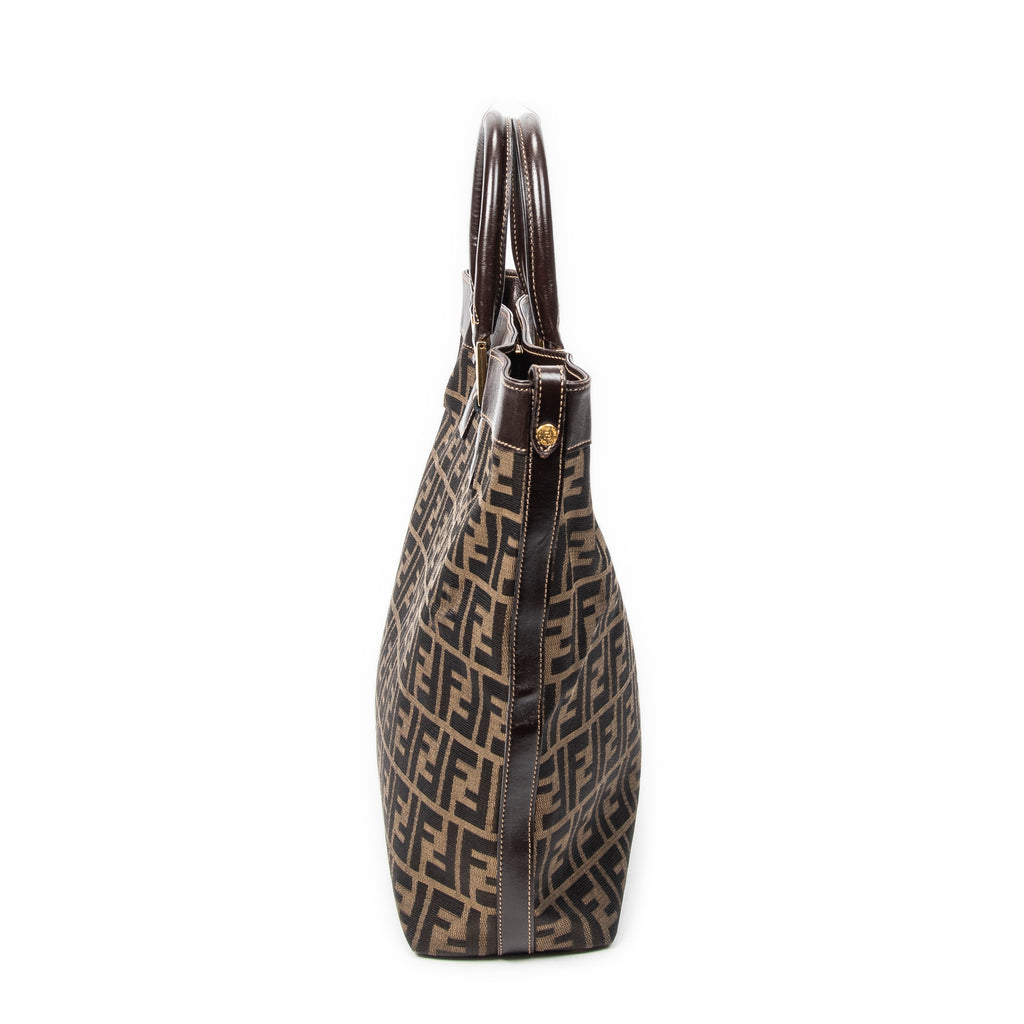 Handbag Large Zucca Shopping Tote Tan Zucca Canvas