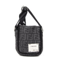 Shoulder Bag Mini FF Flap Crossbody Dark Grey Zucca Wool Canvas