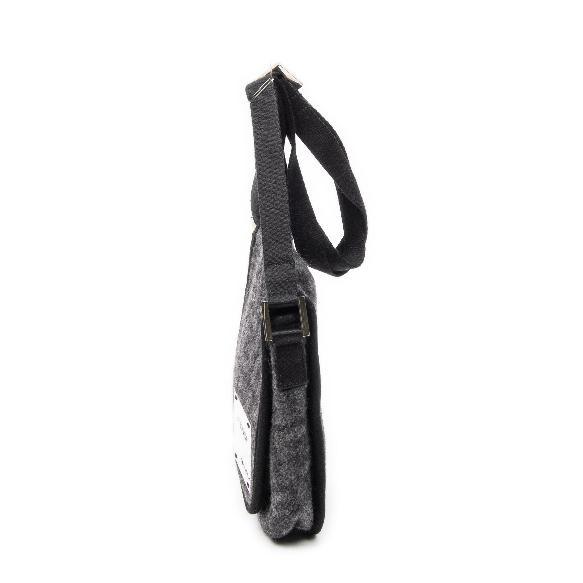 Shoulder Bag Mini FF Flap Crossbody Dark Grey Zucca Wool Canvas