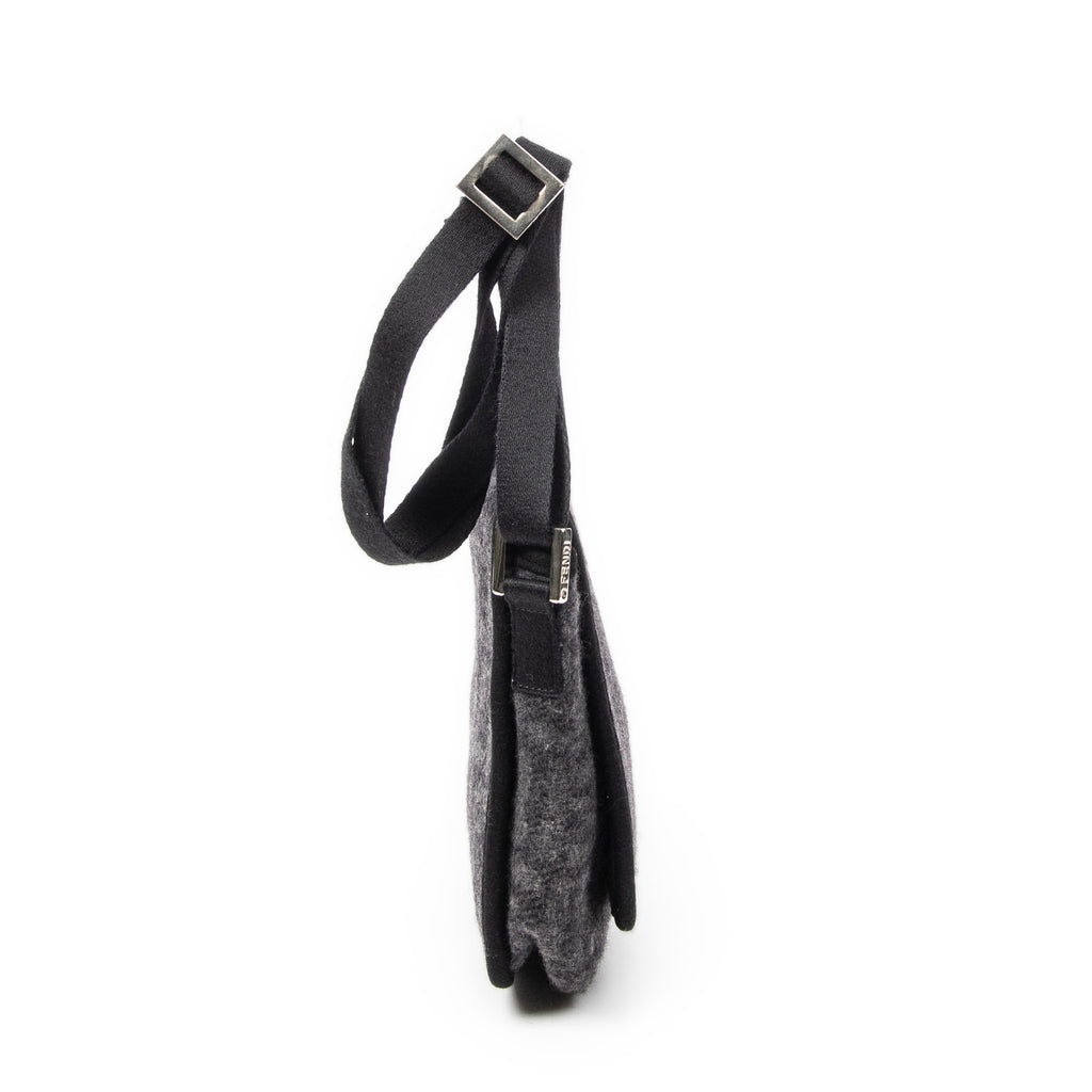 Shoulder Bag Mini FF Flap Crossbody Dark Grey Zucca Wool Canvas
