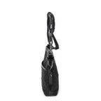 Bandolera con correa trenzada en lona monogramada negra