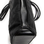 Bandolera con correa trenzada en lona monogramada negra