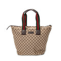 Shoulder Bag Large Web Shopping Tote Beige Monogrammed Canvas