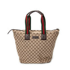 Shoulder Bag Large Web Shopping Tote Beige Monogrammed Canvas