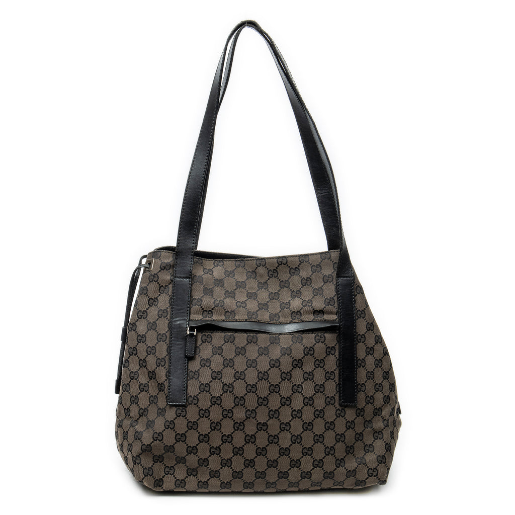 Shoulder Bag Drawstring Tote Brown Monogrammed Canvas