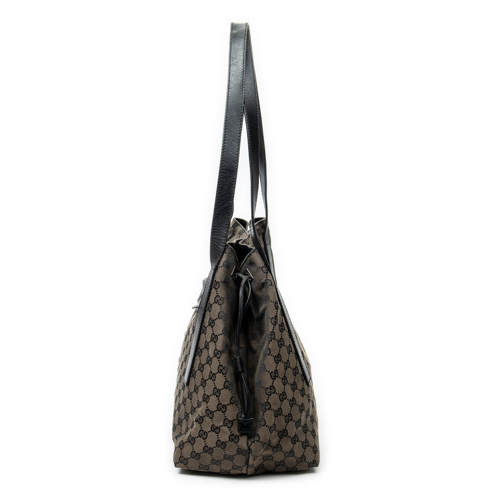 Shoulder Bag Drawstring Tote Brown Monogrammed Canvas