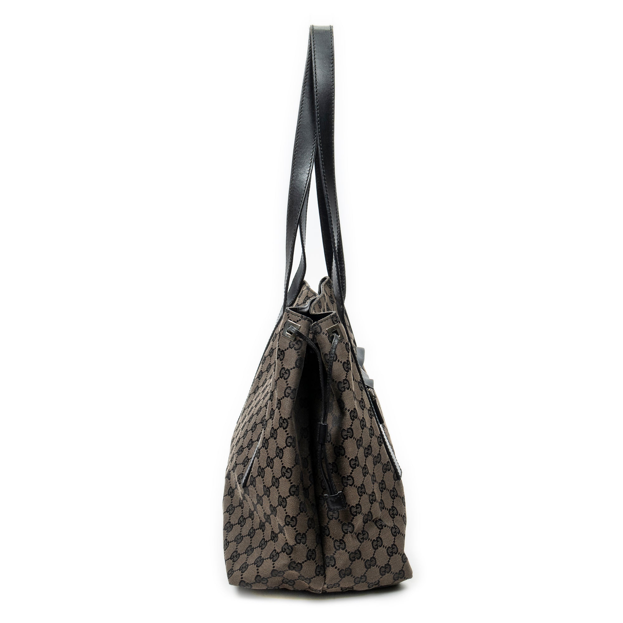 Shoulder Bag Drawstring Tote Brown Monogrammed Canvas