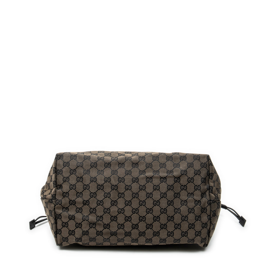 Shoulder Bag Drawstring Tote Brown Monogrammed Canvas