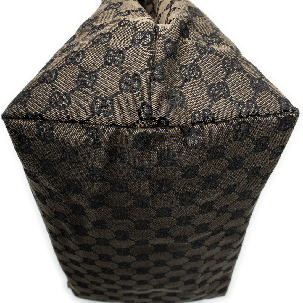 Shoulder Bag Drawstring Tote Brown Monogrammed Canvas